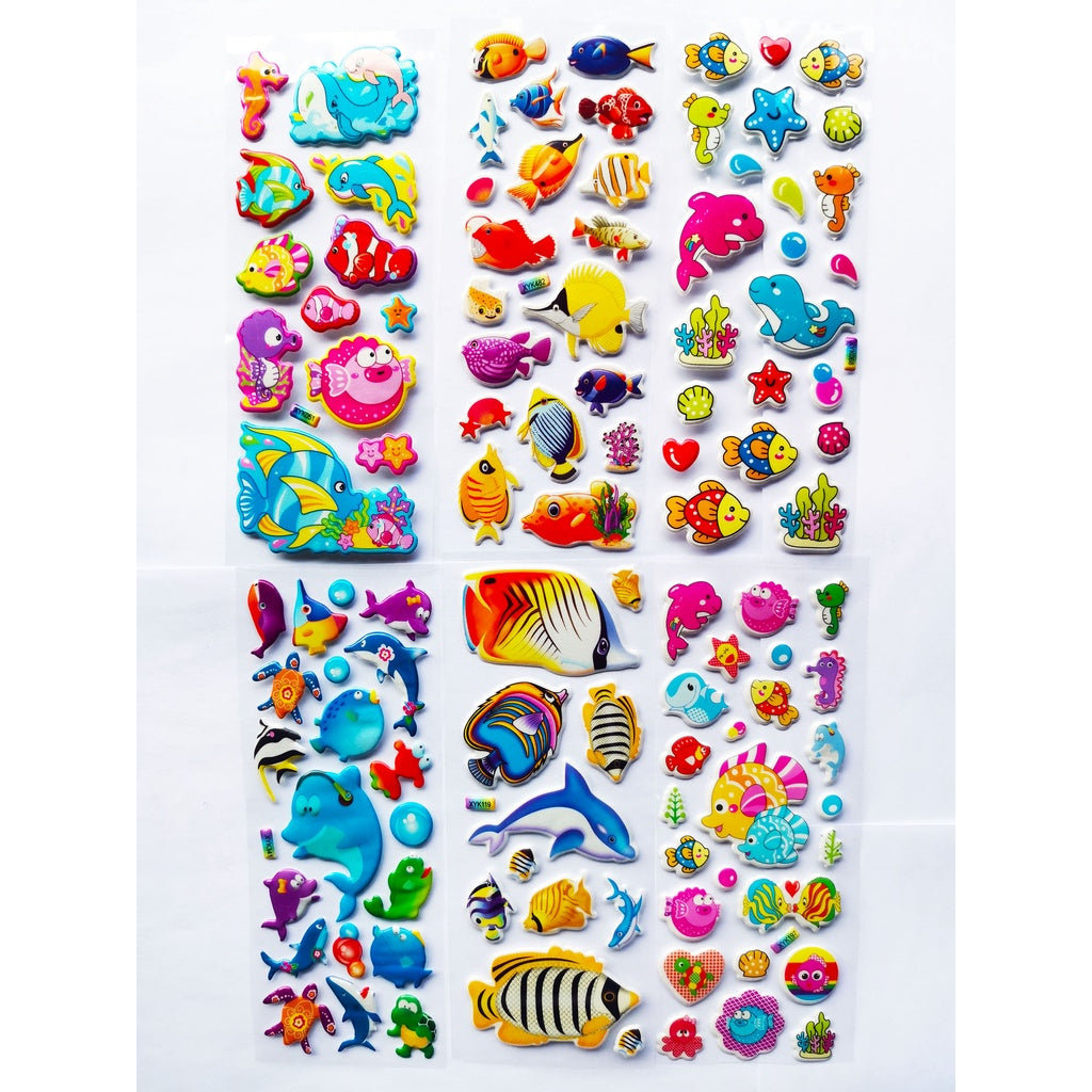 10 sheets of Animals, dinosaurs, various styles of 3D stickers, bubble stickers,children's birthday gift