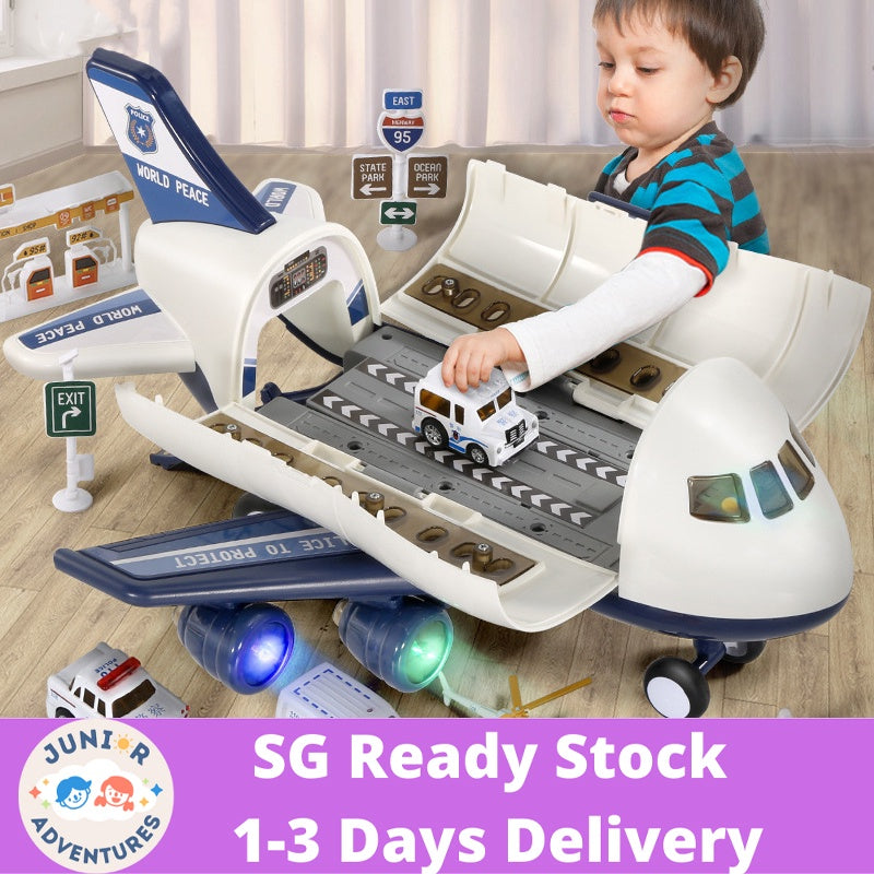 Transport Cargo Airplane Toy with Music and Light Toy Airplane Car To Junior Adventures