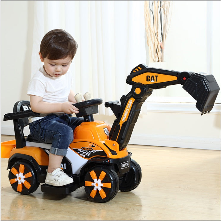 Rechargeable Electric Excavator Ride-On Toy – Manual & Battery Operated Digger for Kids, SG Local Delivery
