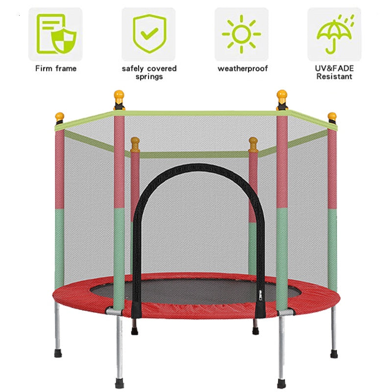 Kids Trampoline with Safety Enclosure Net – Indoor/Outdoor Trampoline for Toddlers, Parent-Child Interactive Play