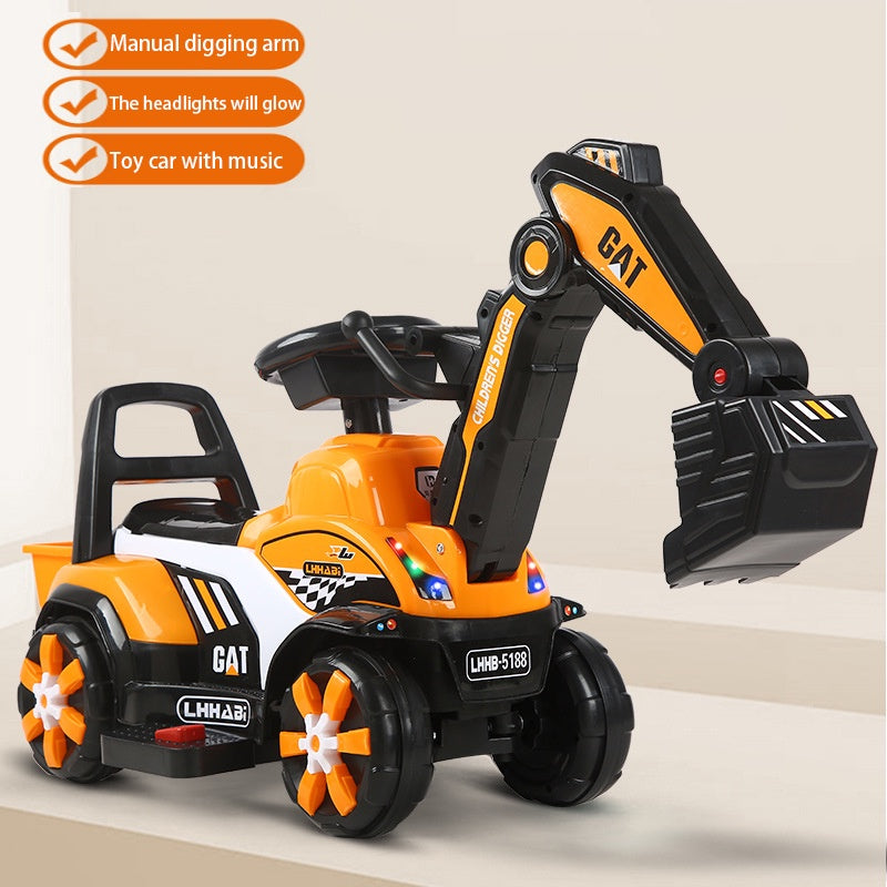 Rechargeable Electric Excavator Ride-On Toy – Manual & Battery Operated Digger for Kids, SG Local Delivery