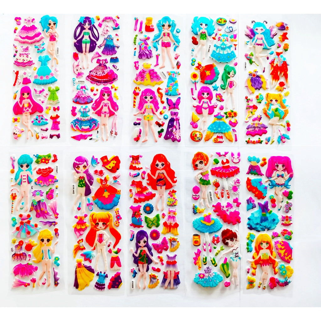 10 sheets of Animals, dinosaurs, various styles of 3D stickers, bubble stickers,children's birthday gift