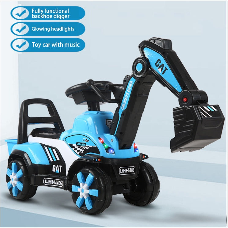 Rechargeable Electric Excavator Ride-On Toy – Manual & Battery Operated Digger for Kids, SG Local Delivery