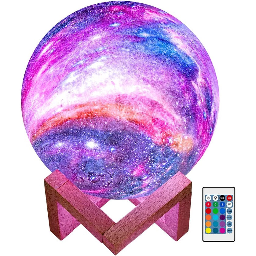 3D Galaxy Moon Lamp – 5.9-Inch LED Moon Light with 16 Colors, Remote & Touch Control | Star Night Light for Kids & Home Decor