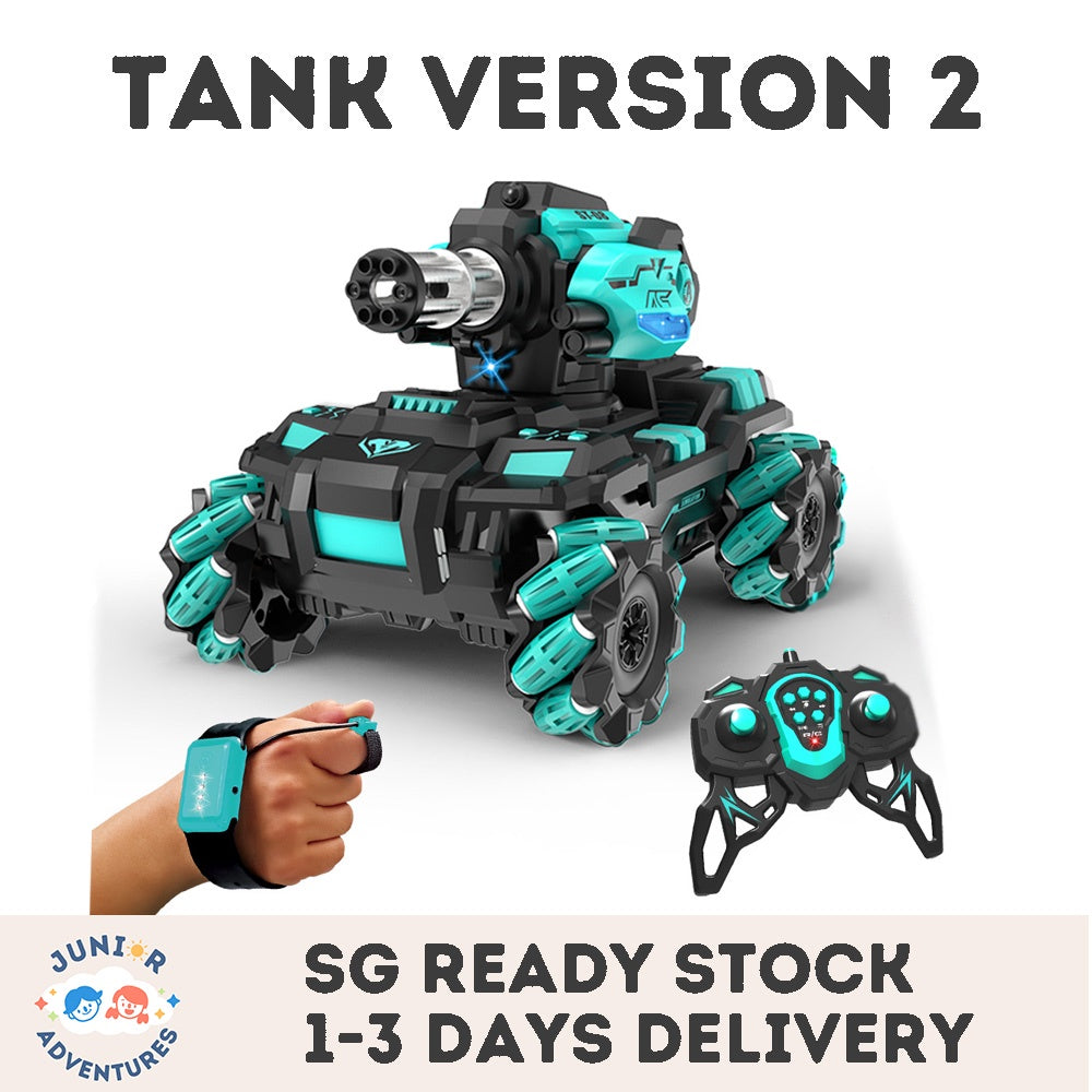 Rechargeable Remote Control Tank with Gesture & Remote Sensing | Water Beads Shooting & Large Water Bullets Arm Toy for Kids
