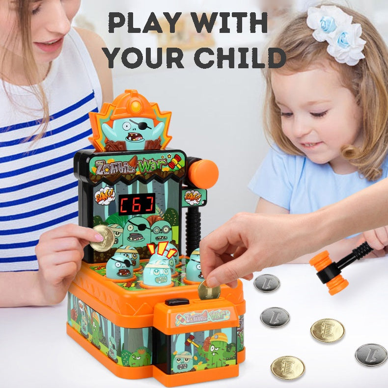 Cartoon Zombie Whack-a-Mole Toy – Mini Electronic Hammer Game for Kids | Fun Interactive Halloween Gift