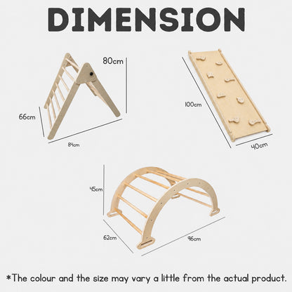 3-in-1 Wooden Climbing Frame for Kids – Indoor & Outdoor Playgym Set with Slide, Ladder & Arch
