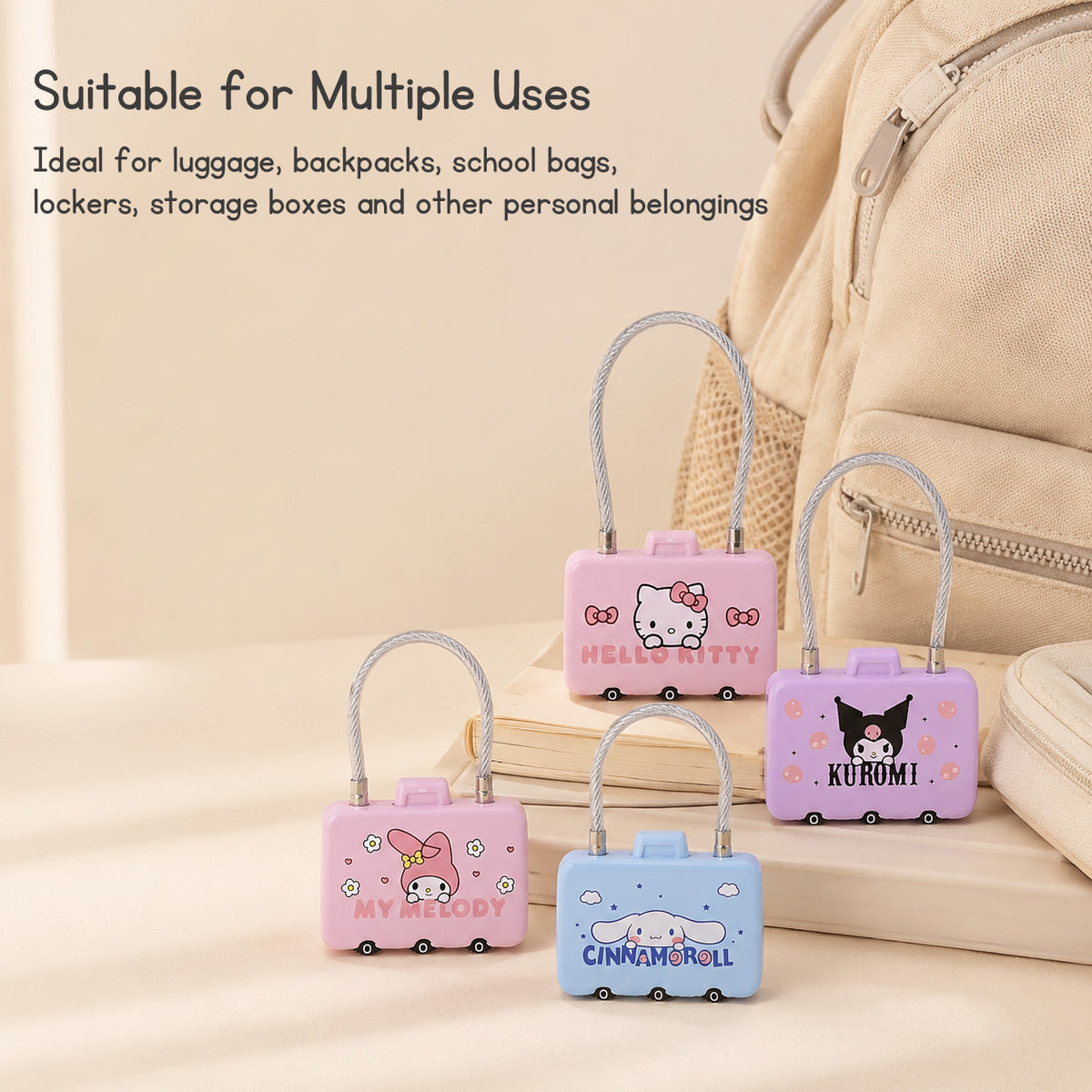 Cute Combination Lock Portable Cable Lock Luggage Combination Lock Cartoon Password Lock Mini Luggage Lock for Travel Bags Backpack Suitcase