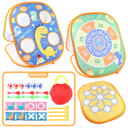 Kid's 3-in-1 Toss Bean Bags Game Foldable Bean Bag Board Cartoon Sticky Balls Dart Target