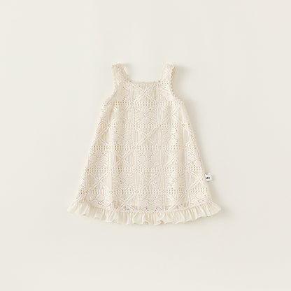 Girl Dress Kids Dress Girls Summer Dress Lace Hollow Out  Spaghetti Strap Dress Sleeveless 1-5Y