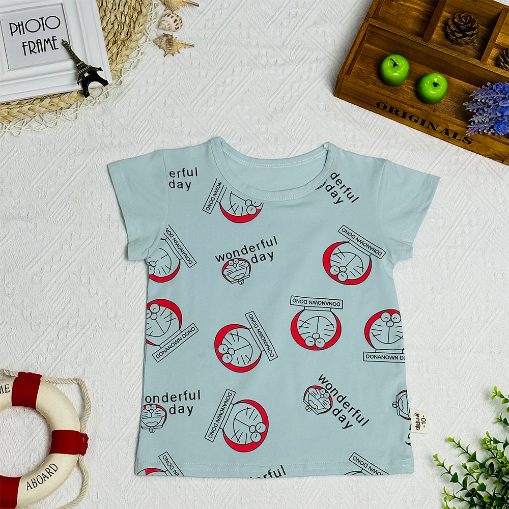 2023 Summer New Cartoon Print Personalized Casual Round Neck Short Sleeve T-shirt for Boys.