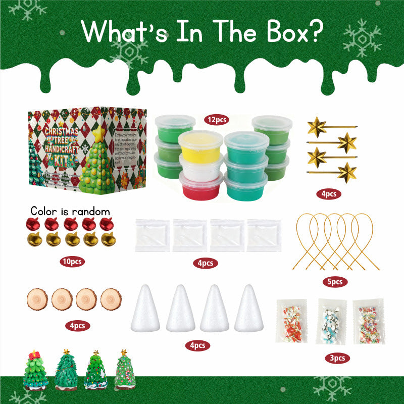 DIY Christmas Tree Clay Craft Kit for Kids Air Dry Modelling Clay Handmade Xmas Tree Making Set Creative Arts and Crafts Christmas Decorations Holiday Gifts