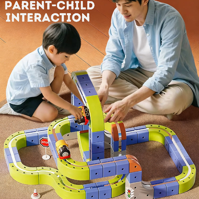 Kid's Magnetic Tiles Track  Electric Train Track Toy  Free Assembly Building Blocks Set Kid's Birthday Gift