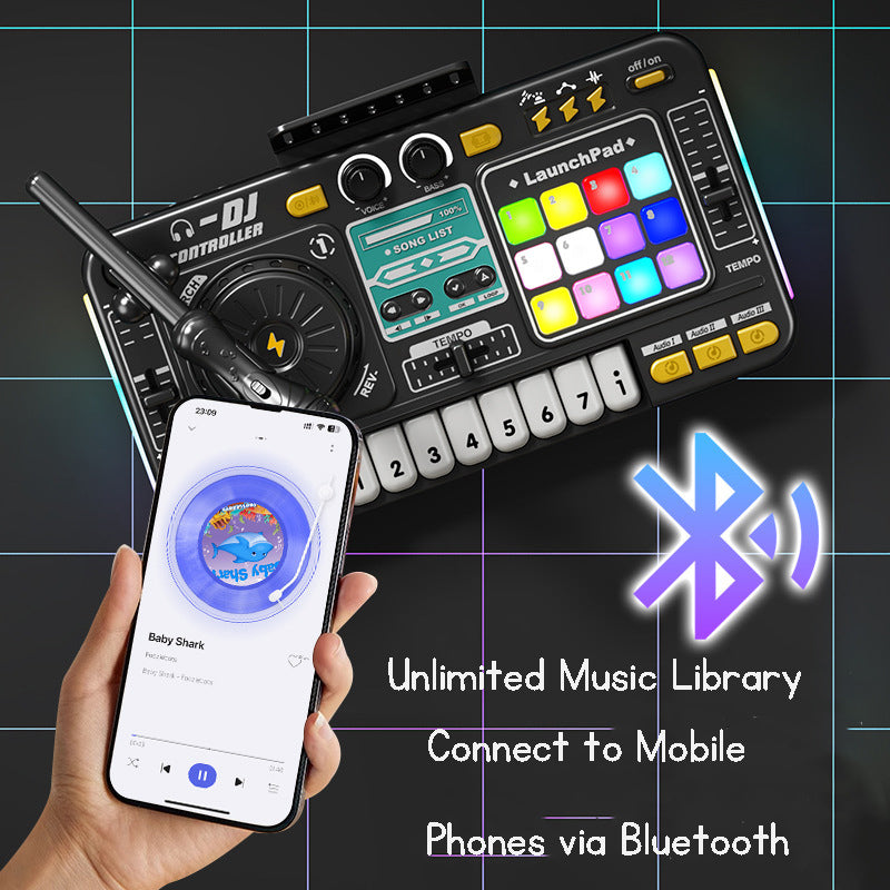 Kid's  Bluetooth DJ Mixer Toy Electronic Keyboard Toy Playing Musical Instrument Microphone Music Toy Instrument Toy