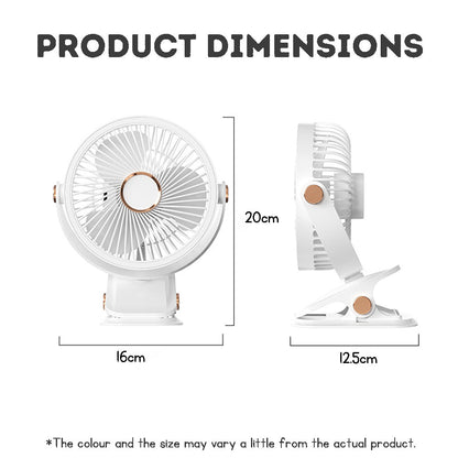 Clip-on Fan for Student Dormitory Bed Night Light Clip Fan Office Desktop Fan USB Rechargeable