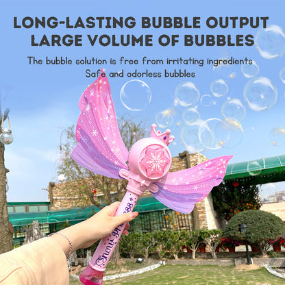 Princess Magic Wand Automatic Bubble Machine Handheld Glowing Music Fairy Wand Leak-proof Bubble Stick