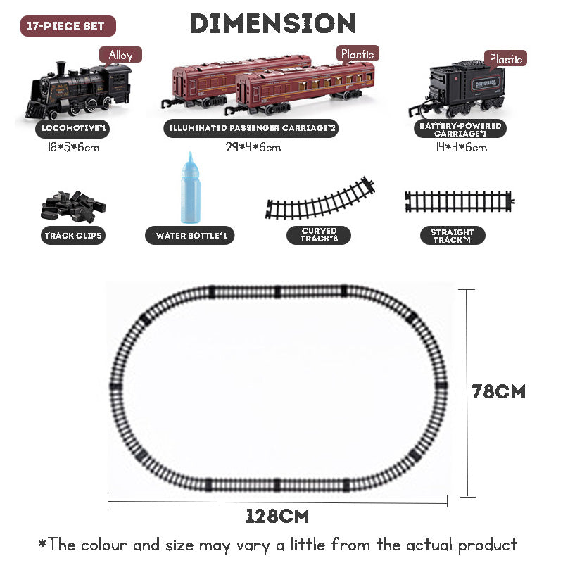 Electric Train Track Steam Spray Simulated Classical Railway Train Set Sound Light Train Toy