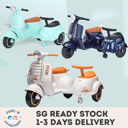 Rechargeable Electric Motorbike Tricycle for Kids – Ride-On Toy Vehicle with Music, Lights & Dual Seats