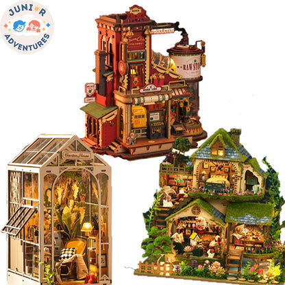 DIY Wooden Puzzle Miniature house Doll house 3D Book Nook Shelf Hand Made Toy