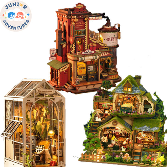 DIY Wooden Puzzle Miniature house Doll house 3D Book Nook Shelf Hand Made Toy