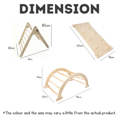 3-in-1 Wooden Climbing Frame for Kids – Indoor & Outdoor Playgym Set with Slide, Ladder & Arch