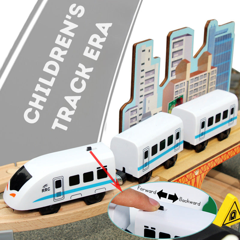 Children's Wooden Toy Train Track Set for a Virtual Traffic City, Educational Puzzle Early Learning Toy Kit