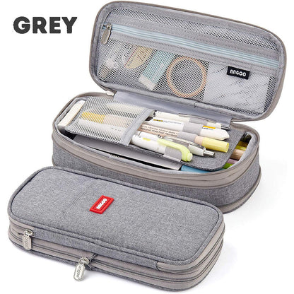 Multi-functional Layered Oxford Pencil Case with Expandable Capacity for Students, Portable and Durable Stationery Pouch