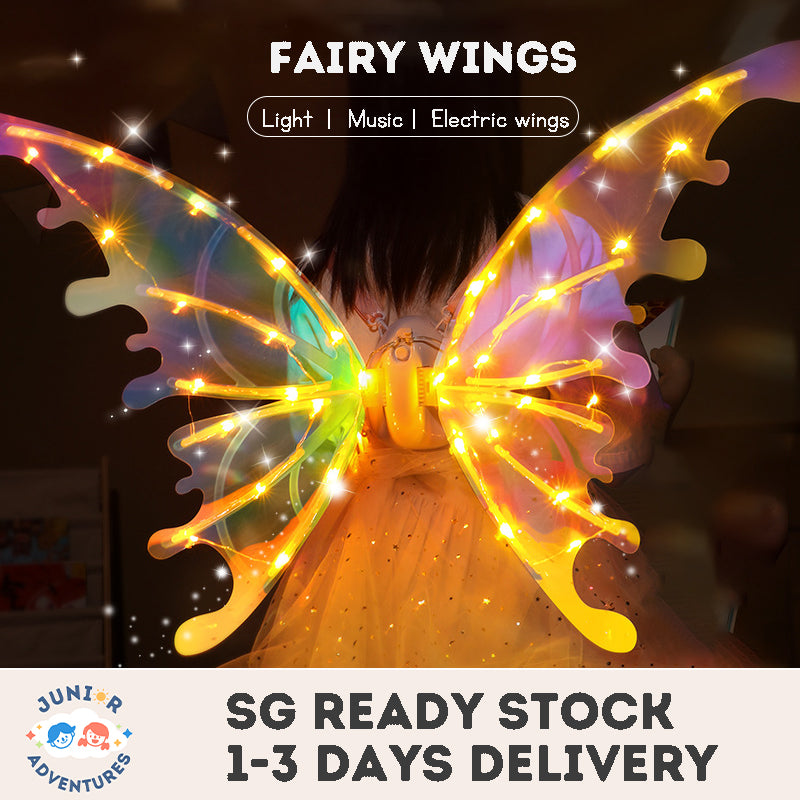 Girl's Electric Butterfly Wings Light-Up Toy with Music Fairy Wings Christmas Performance Prop