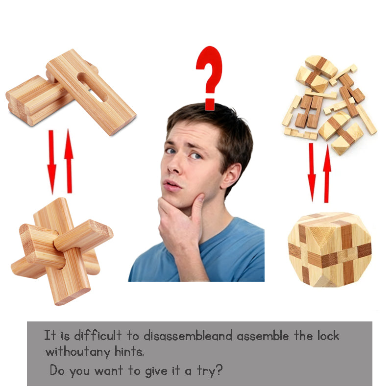 Stress Relief Toys 3D Brain Teaser LuBan Lock Puzzle Toy Building Blocks Learning Toys Unlocking Game Toy  For Kids Adults Gifts