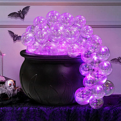 Halloween Decoration DIY Bubbling Cauldron Set Purple Bubble Flaming Barrel Remote Control Indoor Party Decoration