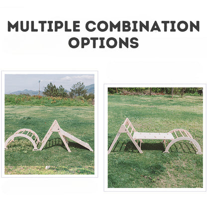 3-in-1 Wooden Climbing Frame for Kids – Indoor & Outdoor Playgym Set with Slide, Ladder & Arch