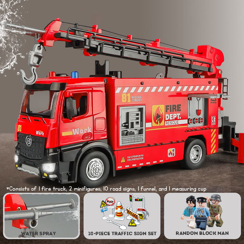 Simulated Alloy Emergency Car Toys – Fire Truck with Water Spray, Police & Ambulance Model Set for Kids