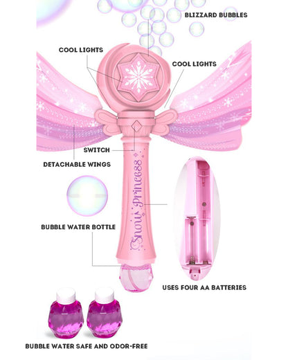 Princess Magic Wand Automatic Bubble Machine Handheld Glowing Music Fairy Wand Leak-proof Bubble Stick