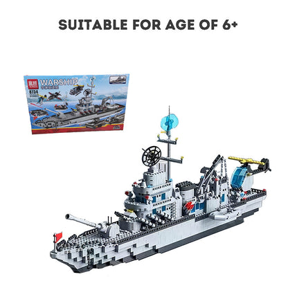 Building block battleship set military destroyer missile ship model blocks suitable both adults Kids toys set