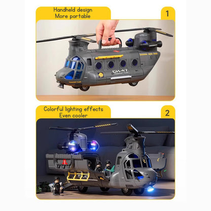 Large Children's Airplane Helicopter Transporter for Boys Educational Toy Realistic Sound Light Effects