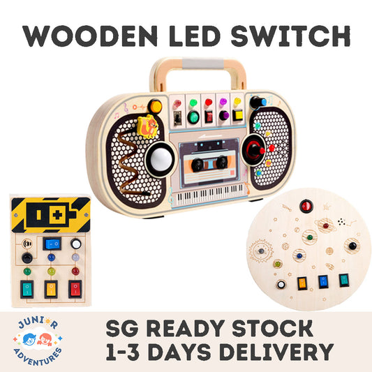 Early Education Wooden LED Switch Light Toy for Children - Enhances Color Recognition and Cognitive Skills