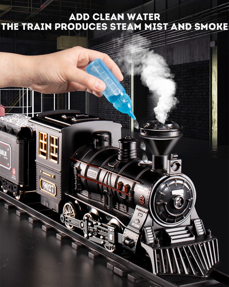 Electric Train Track Steam Spray Simulated Classical Railway Train Set Sound Light Train Toy