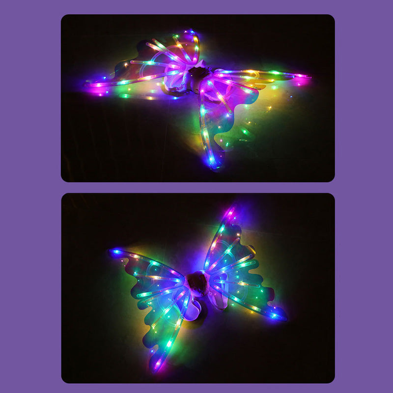 Girl's Electric Butterfly Wings Light-Up Toy with Music Fairy Wings Christmas Performance Prop