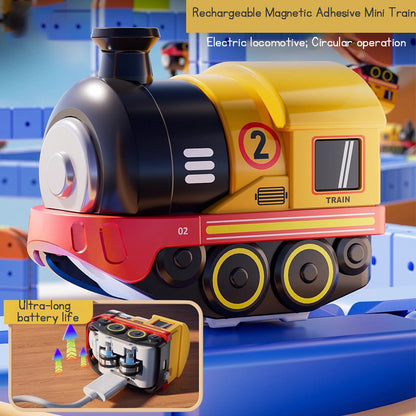 Kid's Magnetic Tiles Track  Electric Train Track Toy  Free Assembly Building Blocks Set Kid's Birthday Gift