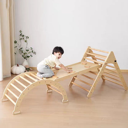 3-in-1 Wooden Climbing Frame for Kids – Indoor & Outdoor Playgym Set with Slide, Ladder & Arch