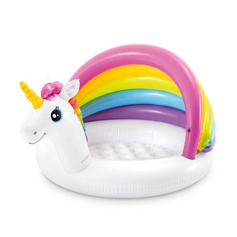 Unicorn Rainbow Canopy Inflatable Pool Children's Wading Pool Summer Baby Swimming Outdoor Swimming Pool