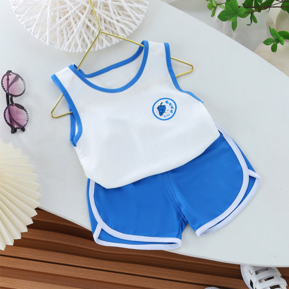 2023 Summer New Trendy Cartoon Sleeveless Sports Vest Two-Piece Set for Children.