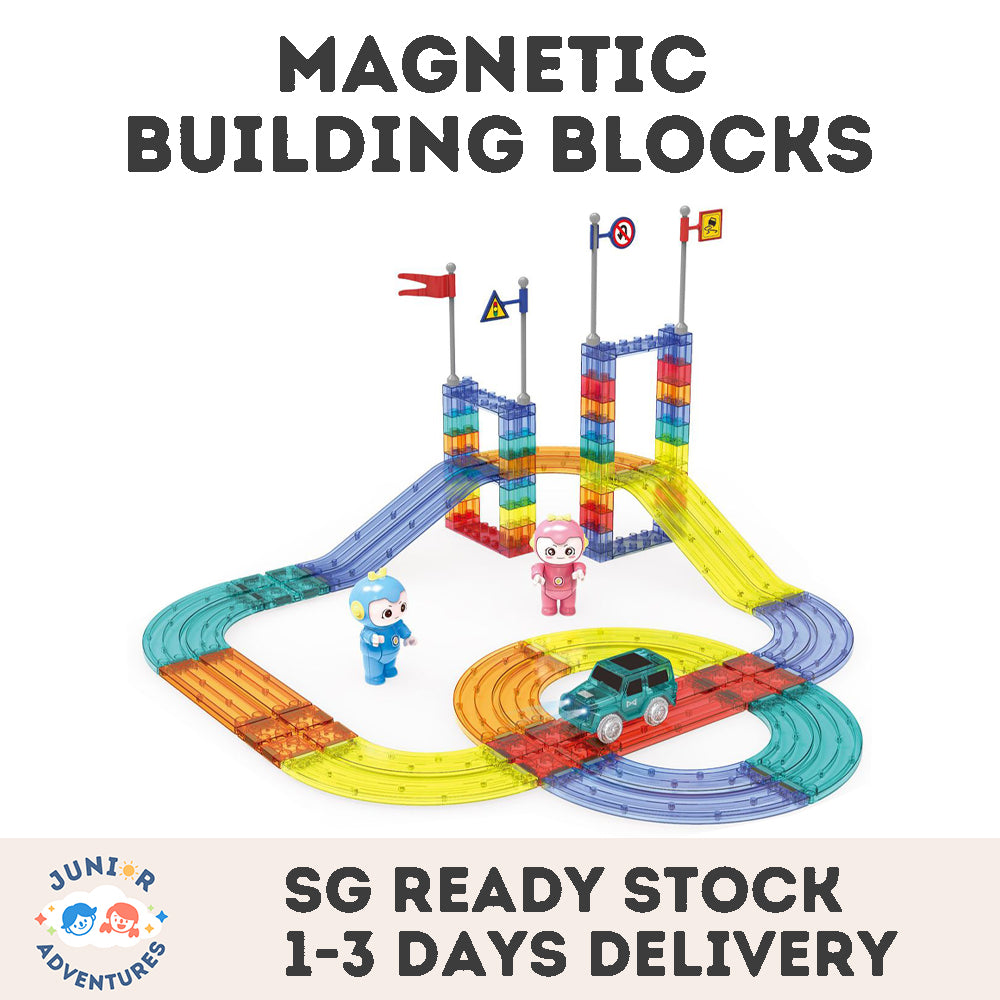 Colorful Magnetic Building Blocks Electric Track Vehicle Toy Children Magnetic Construction Blocks Educational Train Track Building Toy