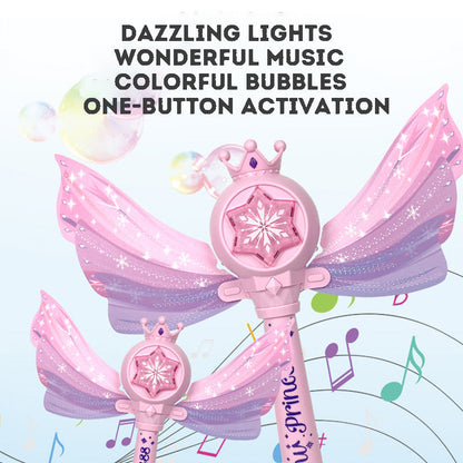 Princess Magic Wand Automatic Bubble Machine Handheld Glowing Music Fairy Wand Leak-proof Bubble Stick