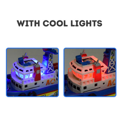 Kid's Electric Fireboat Toy with Cool Music Dazzling Lights and Water Spray Function  Baby Bath Toy Birthday Gift