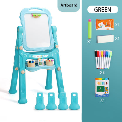 Double Sided Whiteboard and Chalkboard, Height Adjustable Drawing Board for Toddlers