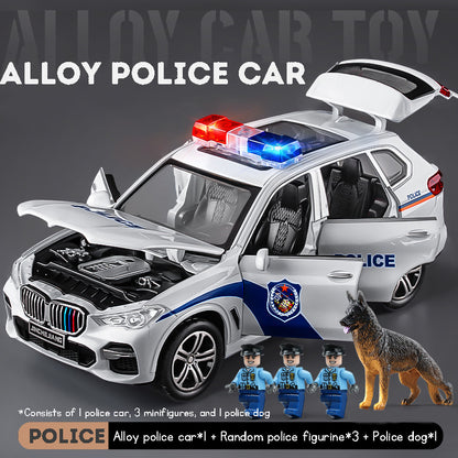 Simulated Alloy Emergency Car Toys – Fire Truck with Water Spray, Police & Ambulance Model Set for Kids
