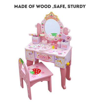 Kids Dressing Table chair set pretend play dressing table featuring mirror drawer kids wooden dressing table set