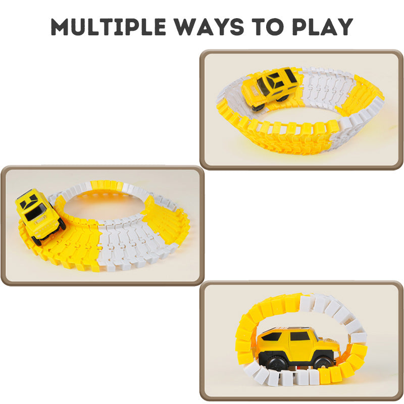 DIY assembly construction train track toy with electric sliding car, children's educational plastic assembly toy