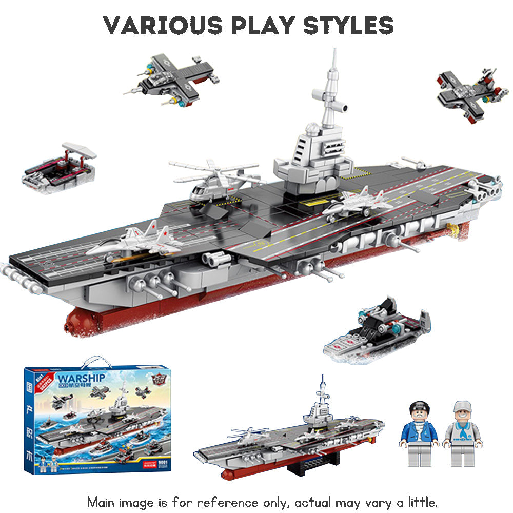 Building block battleship set military aircraft carrier model blocks suitable for both adults kids toys set